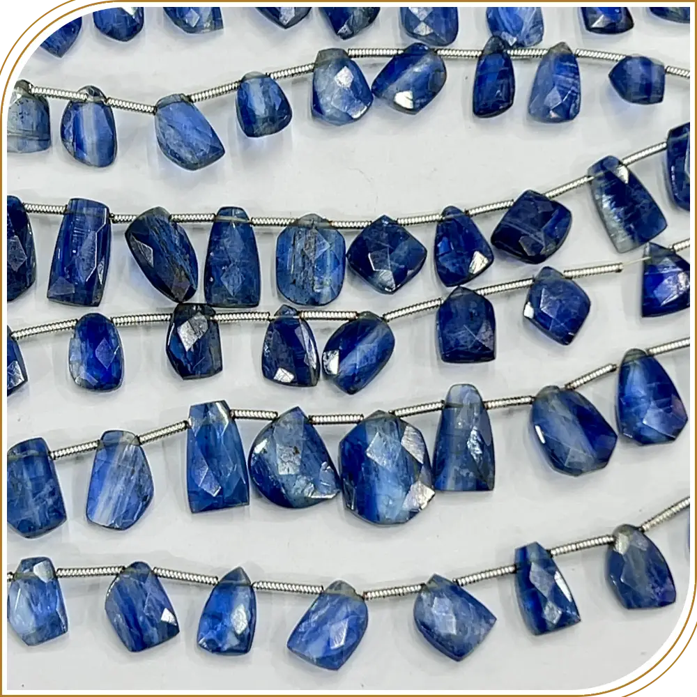 AAA High Quality Natural Blue Kyanite Rose Cut Slice Shape  Beads 6x8mm to 8x10mm Approx 8 Inches Strand