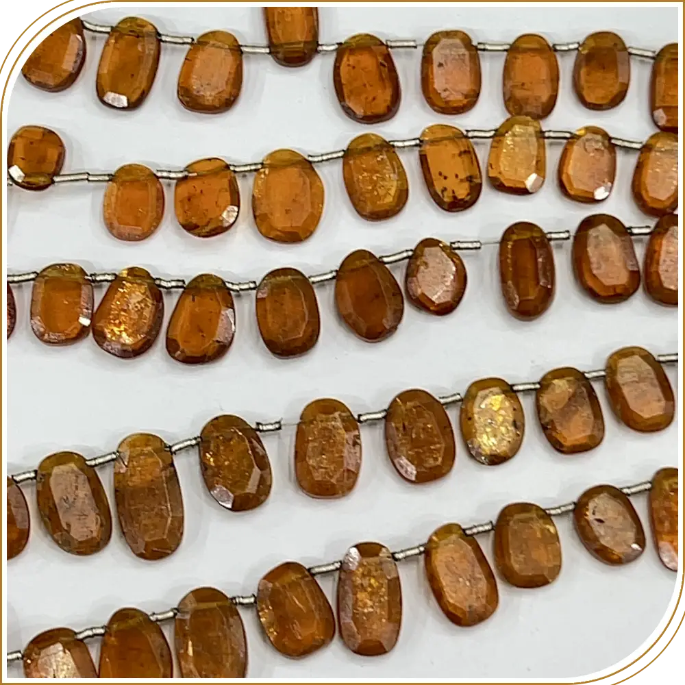 AAA High Quality Natural Orange Kyanite Rose Cut Slice Shape Beads 6x8mm to 8x10mm Approx 9 Inches Strand