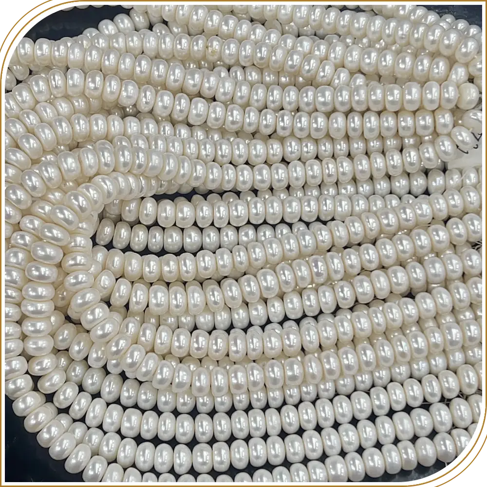 AAA High Quality Natural White Fresh Water Pearl Smooth Rondelle Beads Size 9mm to 9.5mm Approx 14 Inches Strand