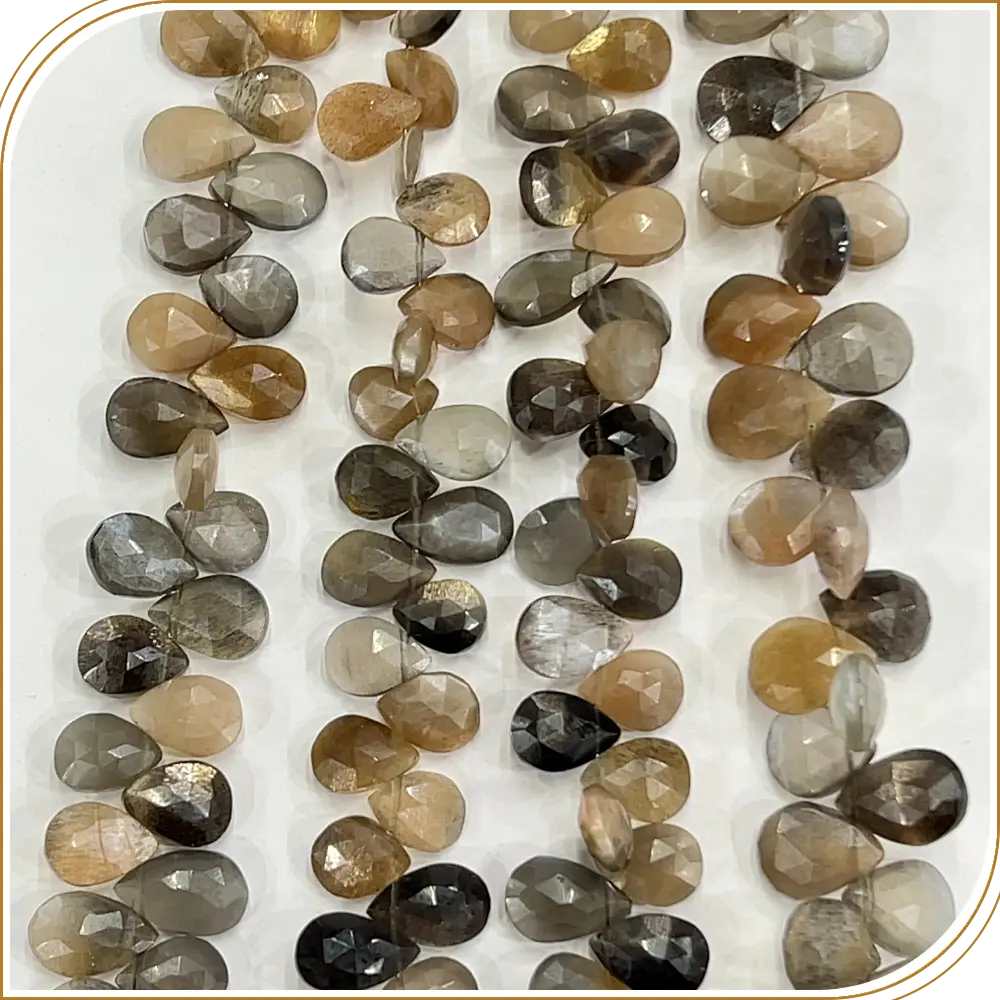 AAA Natural Multi Holden Shine Faceted Briolette Peardrop Beads 8 Inches Strand 7x10mm/9x13mm approx. Glistening, Unique, and Dazzling