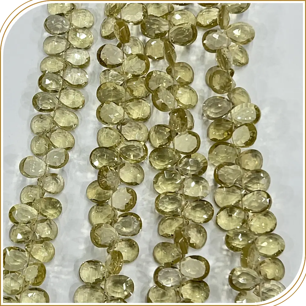AAA Natural Champagne Quartz Faceted Briolette Peardrop Beads 8 Inches Strand 8x11mm approx. Luxurious, Timeless, and Sparkling