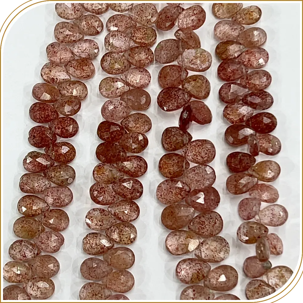 AAA Natural Pink Strawberry Quartz Faceted Briolette Peardrop Beads 8 Inches Strand, 6x9mm approx. Vibrant, Subtle, and Elegant  Price