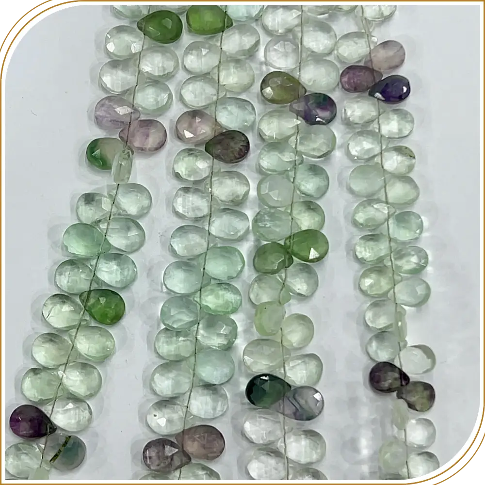 AAA Natural Multi-Green Fluorite Faceted Briolette Peardrop Shape Beads 8 Inch Strand Approx. 7x10mm Gorgeous Vibrant Colors for Your Jewelry Creations Perfect for Adding a Pop of Color and Elegance to Your Designs