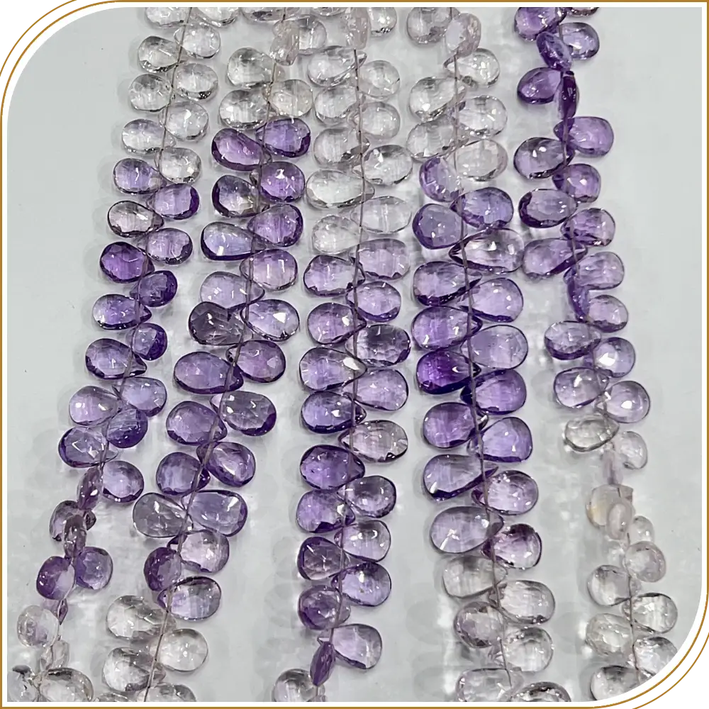 AAA Natural Shaded Pink Amethyst Quartz Faceted Briolette Peardrop Beads Soft, Dreamy, and Beautiful for jewellery  8 Inches Strand, 6x8mm/7x11mm approx.