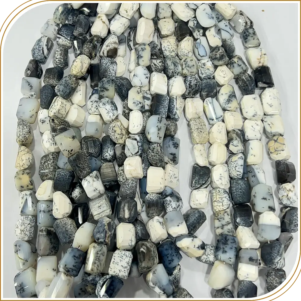 Stunning AAA High Quality Natural Dendrite Opal Loose Gemstone Faceted Nuggets Shape Beads Size 8x10mm to 10x15mm Approx. 14 Inches Strand Price