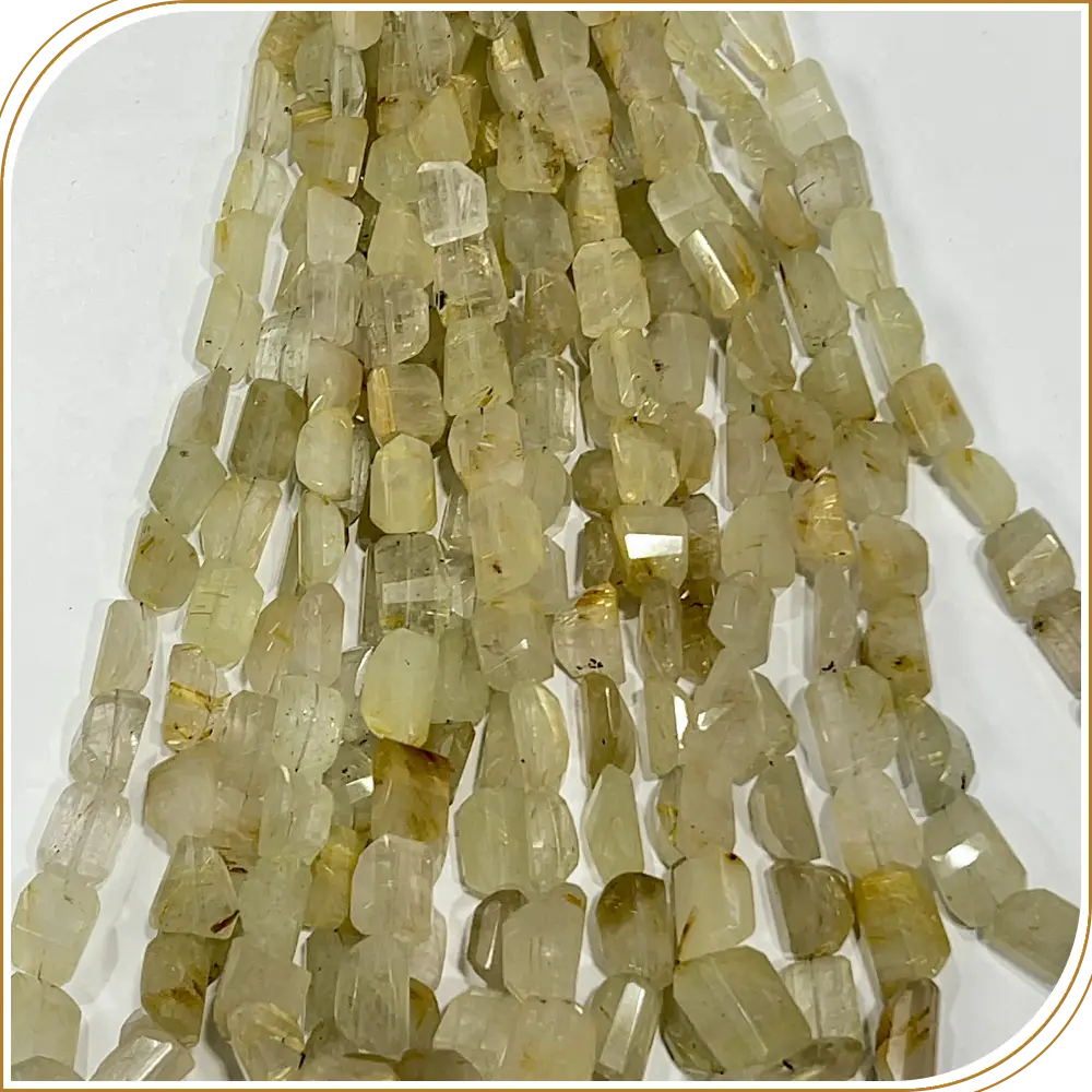 Luxurious AAA High Quality Natural Golden Rutilated Quartz Loose Gemstone Faceted Nuggets Shape Beads Size 8x10mm to 12x18mm Approx. 14 Inches Strand