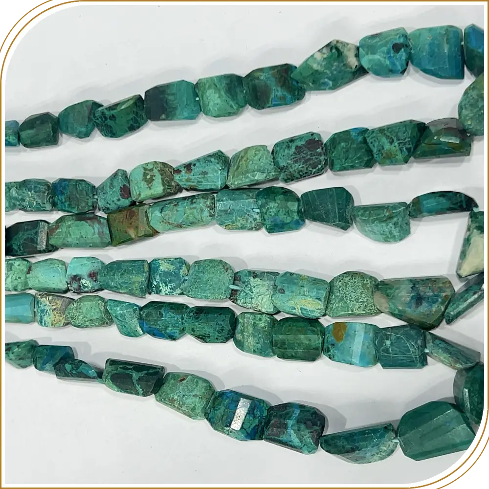 Rare AAA High Quality Natural Chrysocolla Loose Gemstone Faceted Nuggets Shape Beads Size 7x9mm to 14x22mm Approx. 14 Inches Strand