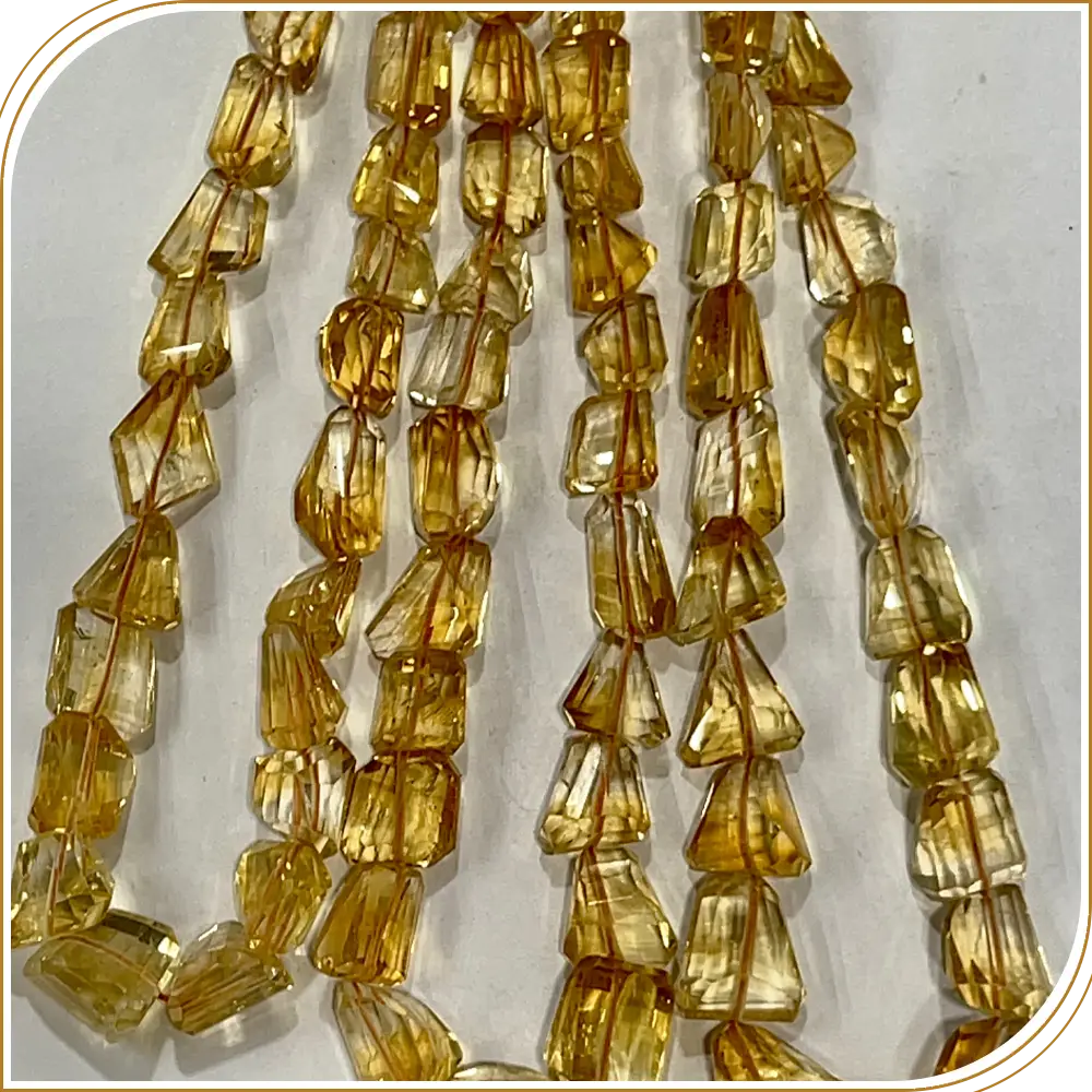 Radiant AAA High Quality Natural Yellow Citrine Quartz Loose Gemstone Faceted Nuggets Shape Beads Size 8x10mm to 12x18mm Approx. 14 Inches Strand