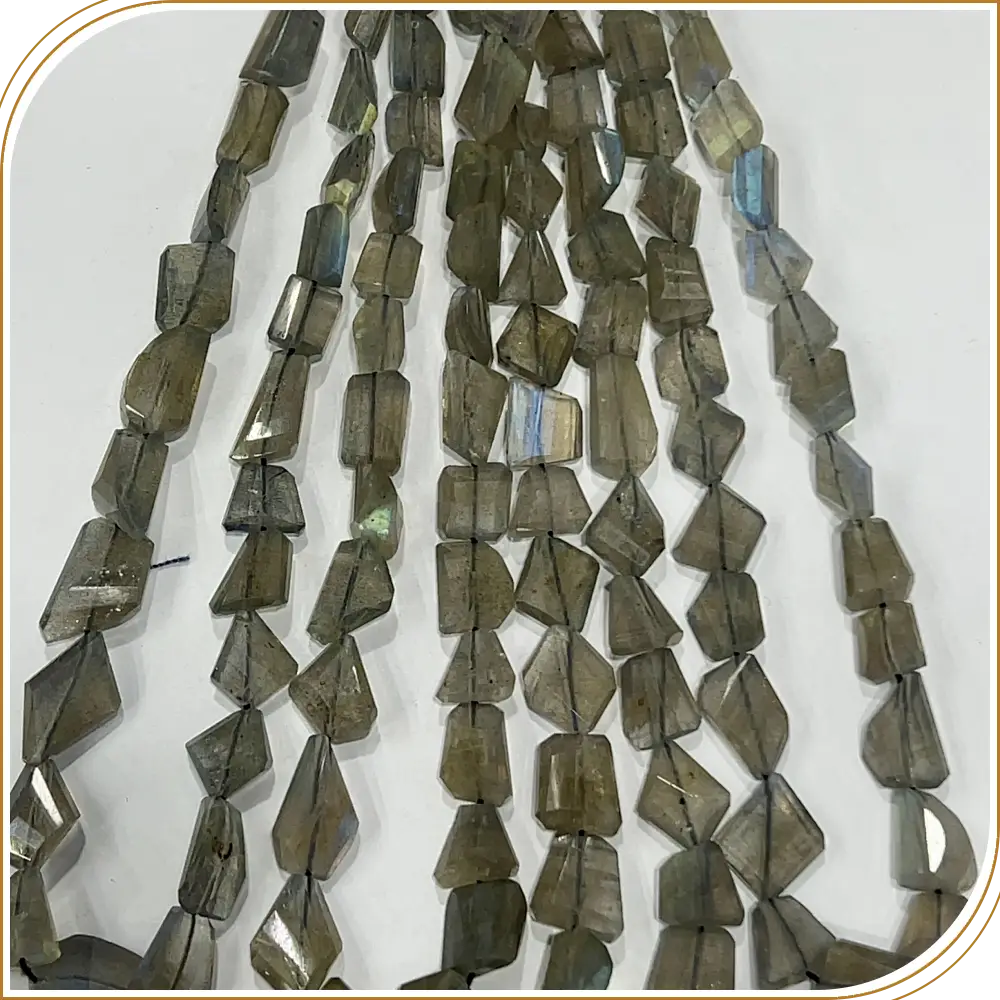 Mystical AAA High Quality Natural Blue Fire Labradorite Loose Gemstone Faceted Nuggets Shape Beads Size 7x9mm to 14x19mm Approx. 14 Inches Strand