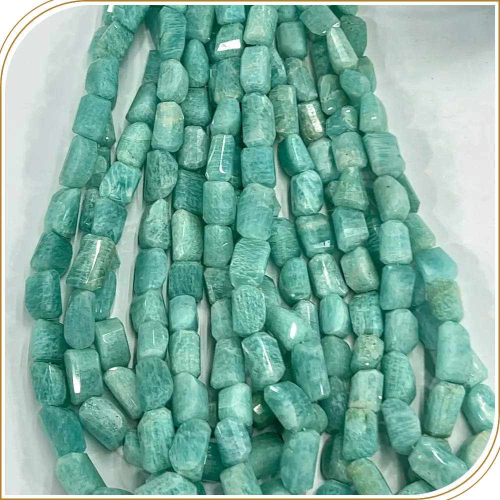 Beautiful AAA High Quality Natural Blue Amazonite Loose Gemstone Faceted Nuggets Shape Beads Size 8x10mm to 11x18mm Approx. 14 Inches Strand