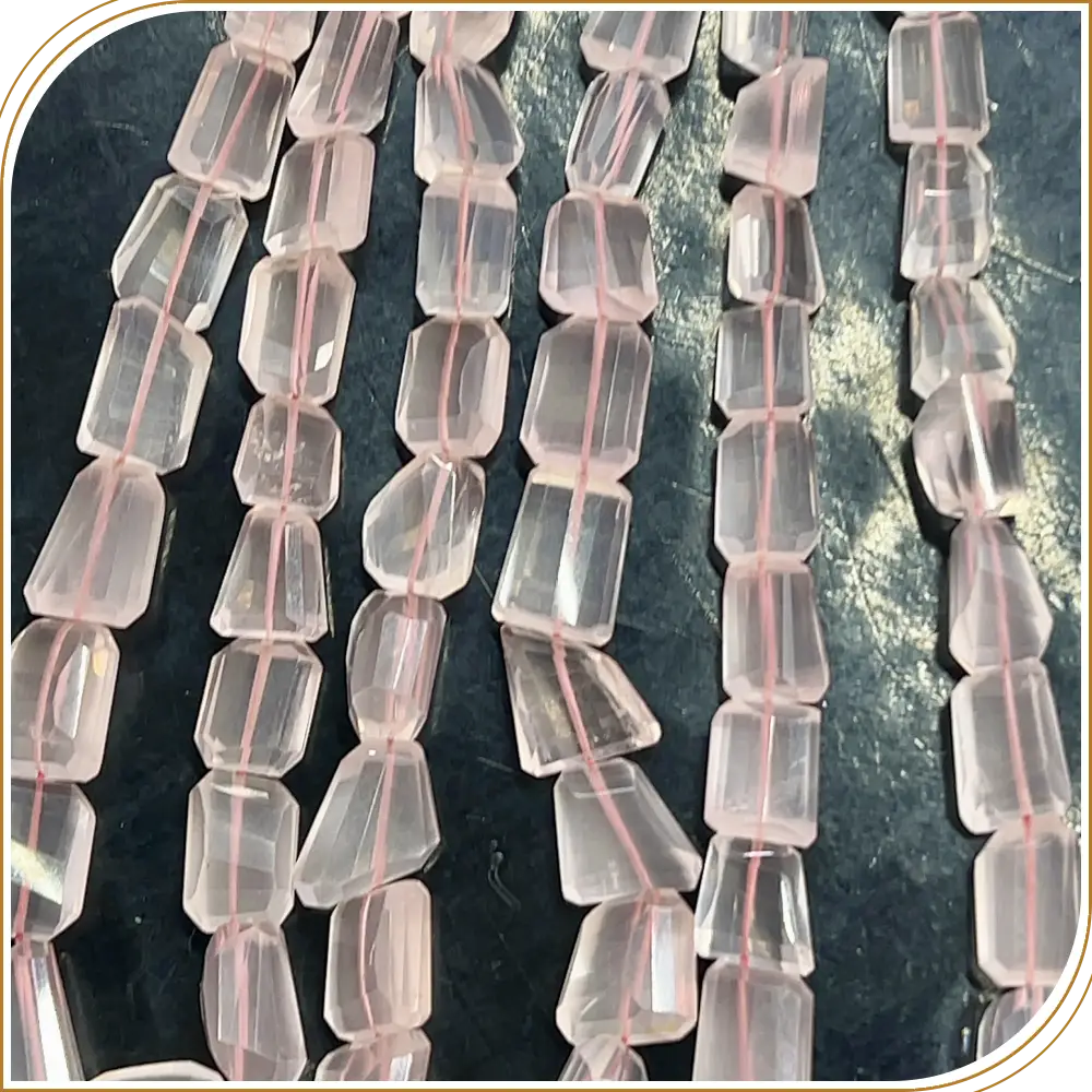 Soft AAA High Quality Natural Pink Rose Quartz Loose Gemstone Faceted Nuggets Shape Beads Size 8x10mm to 11x17mm Approx. 14 Inches Strand