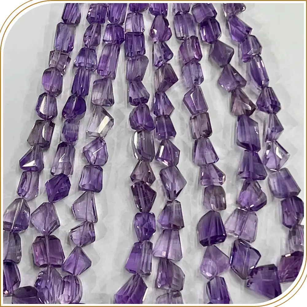 Serene AAA High Quality Natural Pink Amethyst Quartz Loose Gemstone Faceted Nuggets Shape Beads Size 7x10mm to 13x16mm Approx. 14 Inches Strand