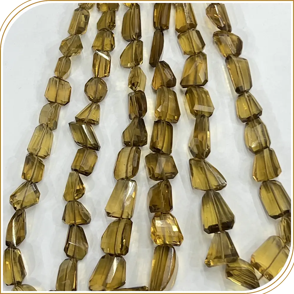 Warm AAA High Quality Natural Beer Quartz Loose Gemstone Faceted Nuggets Shape Beads Size 9x11mm to 13x18mm Approx. 14 Inches Strand