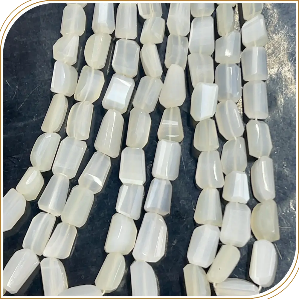 Luminous AAA High Quality Natural White Moonstone Loose Gemstone Faceted Nuggets Shape Beads Size 7x10mm to 11x18mm Approx. 14 Inches Strand