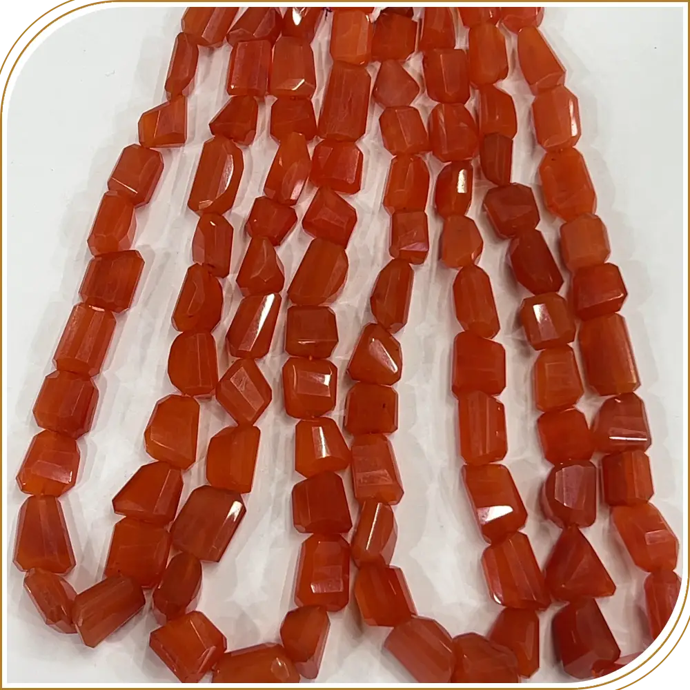 Vibrant AAA High Quality Natural Red Carnelian Loose Gemstone Faceted Nuggets Shape Beads Size 8x11mm to 11x17mm Approx. 14 Inches Strand