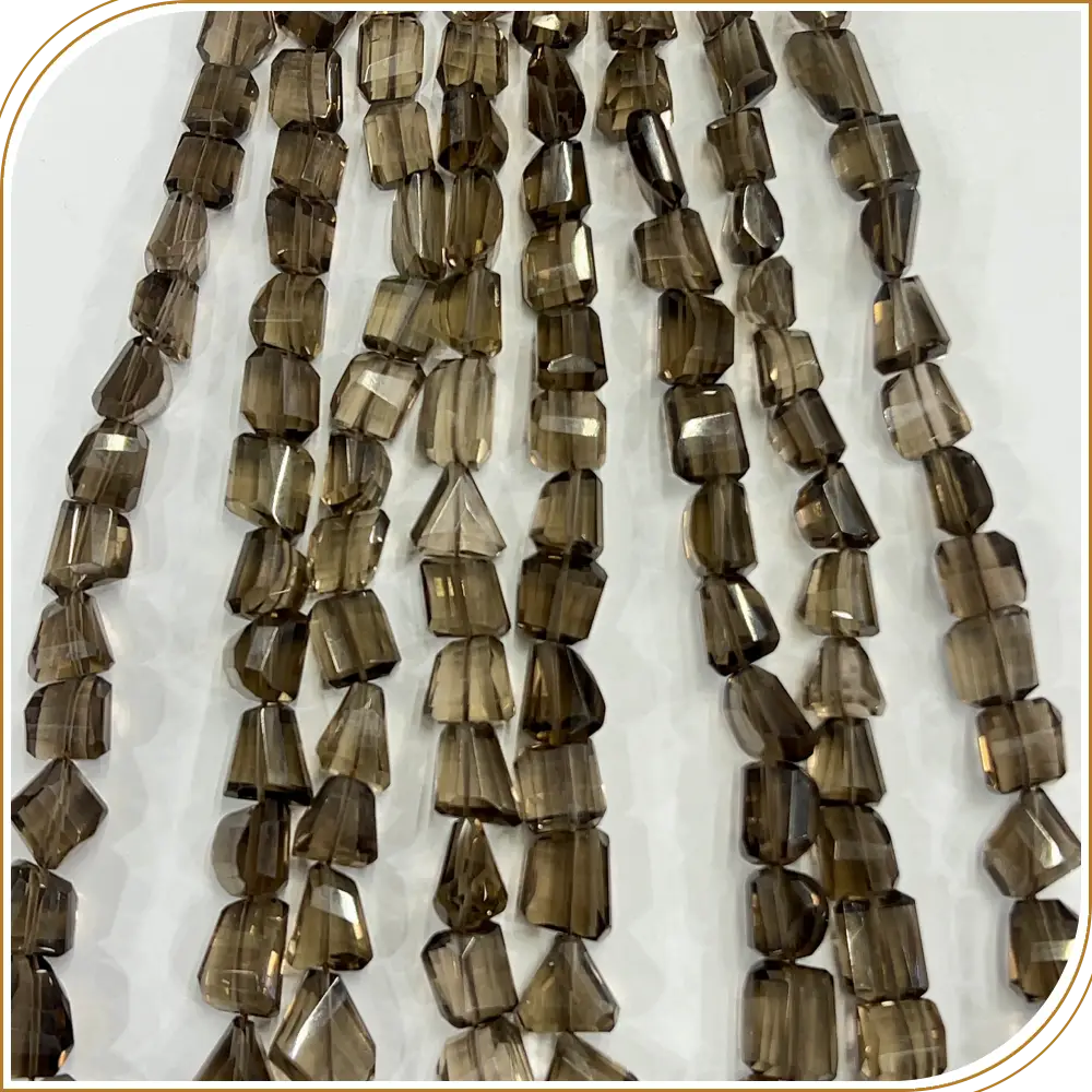 Sophisticated AAA High Quality Natural Smokey Quartz Loose Gemstone Faceted Nuggets Shape Beads Size 7x9mm to 12x17mm Approx. 14 Inches Strand