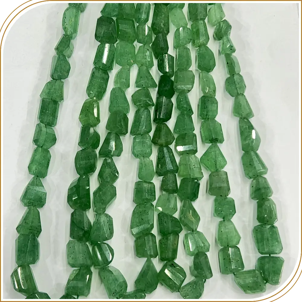 Stunning AAA High Quality Natural Green Strawberry Quartz Loose Gemstone Faceted Nuggets Shape Beads Size 8x11mm to 13x16mm Approx. 14 Inches Strand