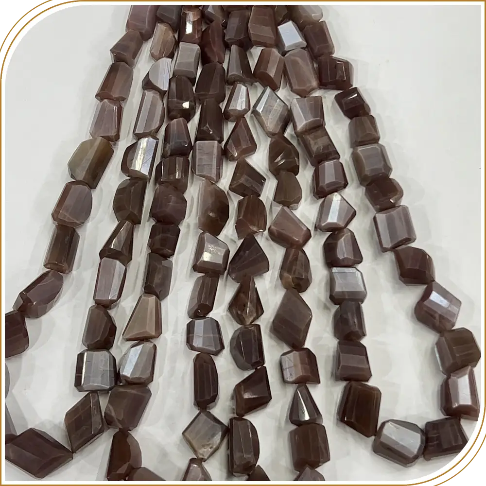 Elegant AAA High Quality Natural Chocolate Moonstone Loose Gemstone Faceted Nuggets Shape Beads Size 8x11mm to 12x20mm Approx. 14 Inches Strand