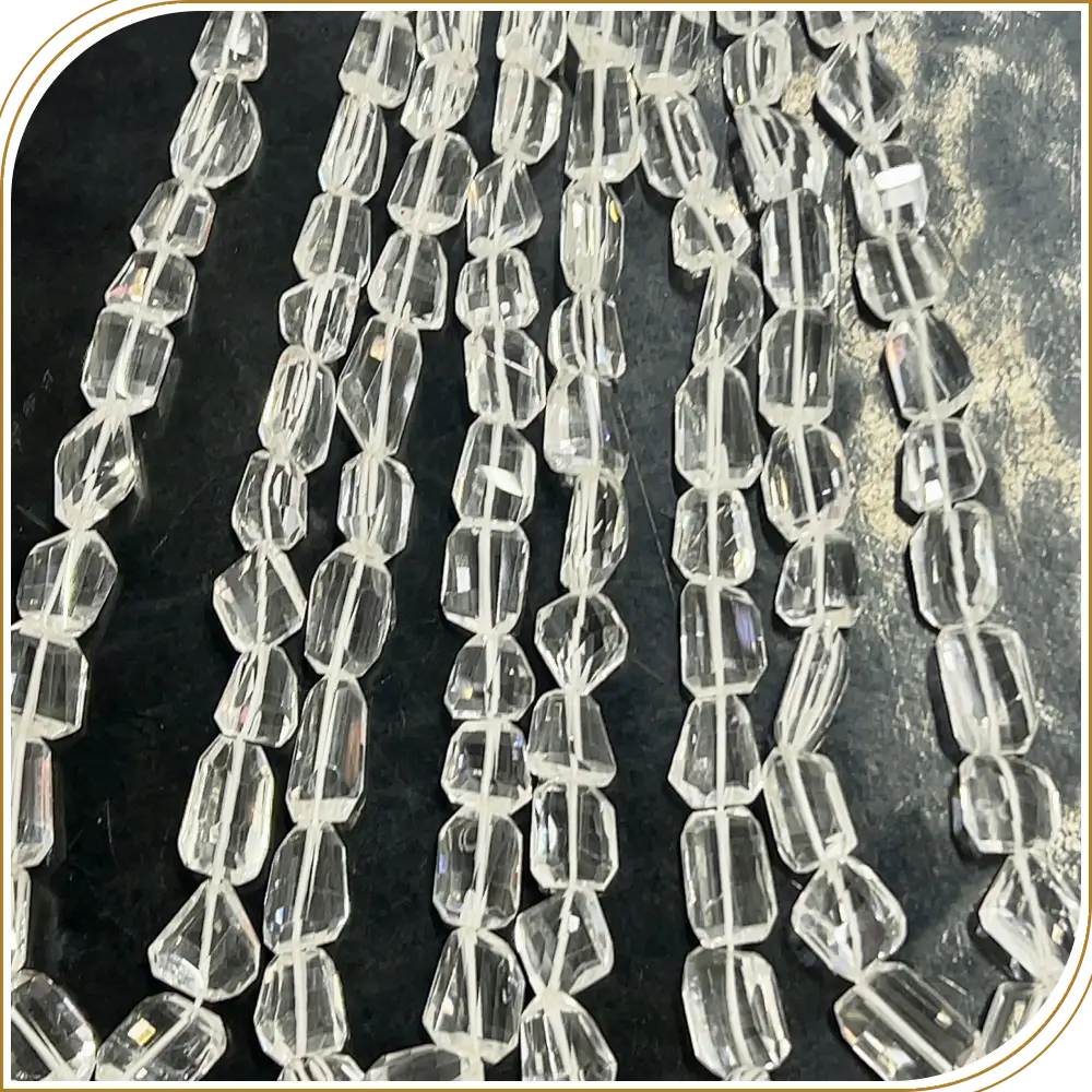 Crystal Clear AAA High Quality Natural Crystal Quartz Loose Gemstone Faceted Nuggets Shape Beads Size 7x12mm to 10x16mm Approx. 14 Inches Strand