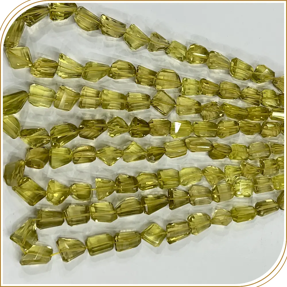 Bright AAA High Quality Natural Lemon Quartz Loose Gemstone Faceted Nuggets Shape Beads Size 7x9mm to 10x16mm Approx. 14 Inches Strand