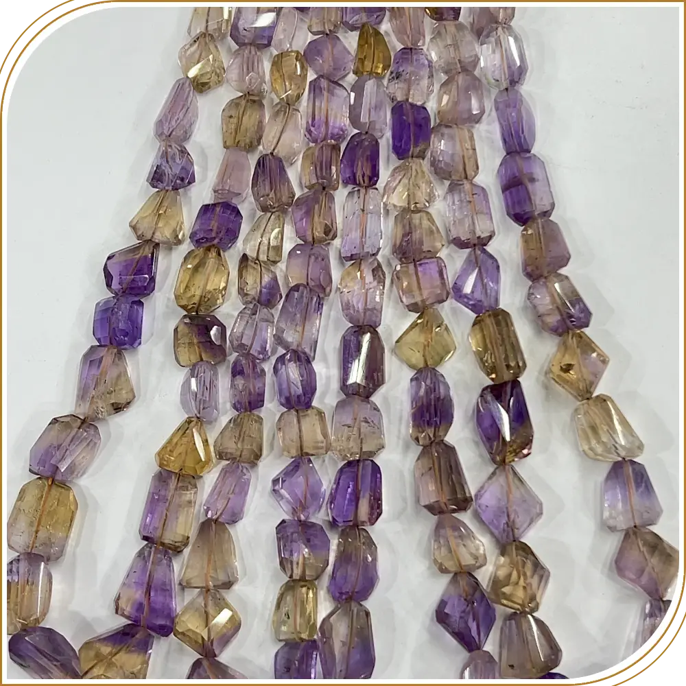 Beautiful AAA High Quality Natural Ametrine Quartz Loose Gemstone Faceted Nuggets Shape Beads Size 8x11mm to 12x17mm Approx. 14 Inches Strand