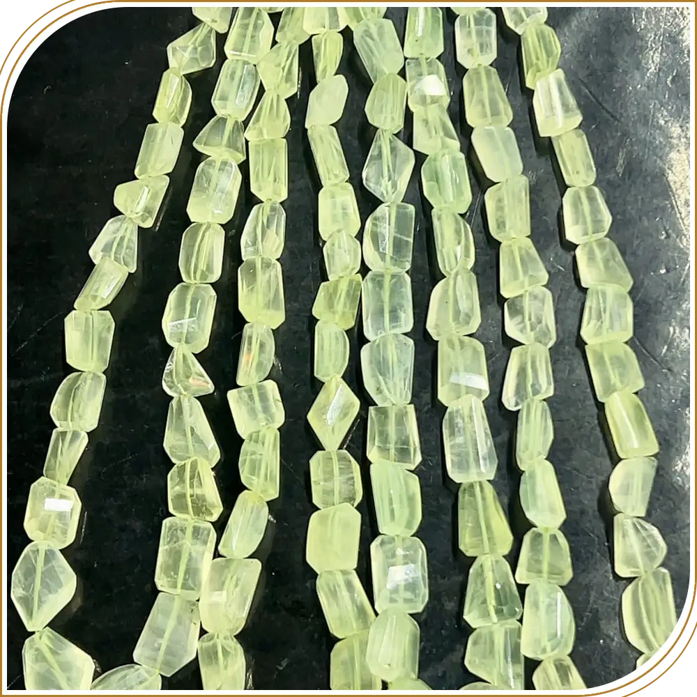 Refreshing AAA High Quality Natural Green Prehnite Loose Gemstone Faceted Nuggets Shape Beads Size 8x10mm to 10x17mm Approx. 14 Inches Strand