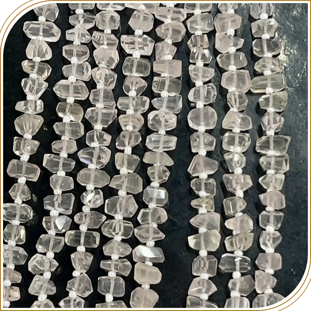 Lovely High Quality Natural Pink Rose Quartz Tiny Nuggets Loose Gemstone Beads Size 6-7mm Approx. 8 Inches Strand the Gentle Hues of Rose Quartz Radiate Warmth, Love, and Beauty for All Your Designs