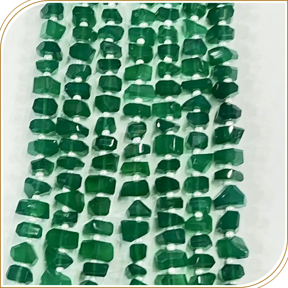 Beautiful High Quality Natural Green Onyx Tiny Nuggets Loose Gemstone Beads Size 6-7mm Approx. 8 Inches Strand Deep Green and Rich in Colour, Adding a Touch of Bold Sophistication to Any Project