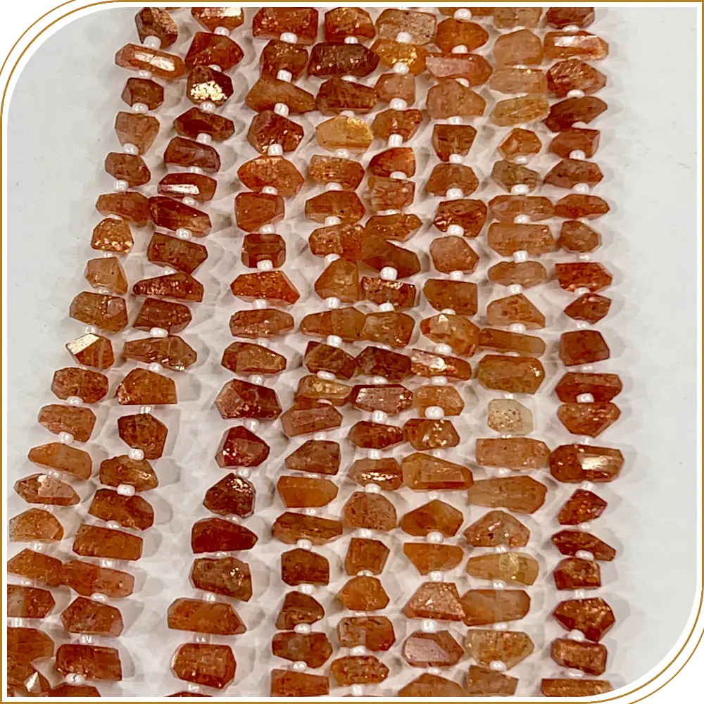 Brilliant High Quality Natural Red Sunstone Tiny Nuggets Loose Gemstone Beads Size 6-7mm Approx. 8 Inches Strand Radiant and Warm With a Golden Shimmer, Bringing the Sun’s Energy to Your Creations