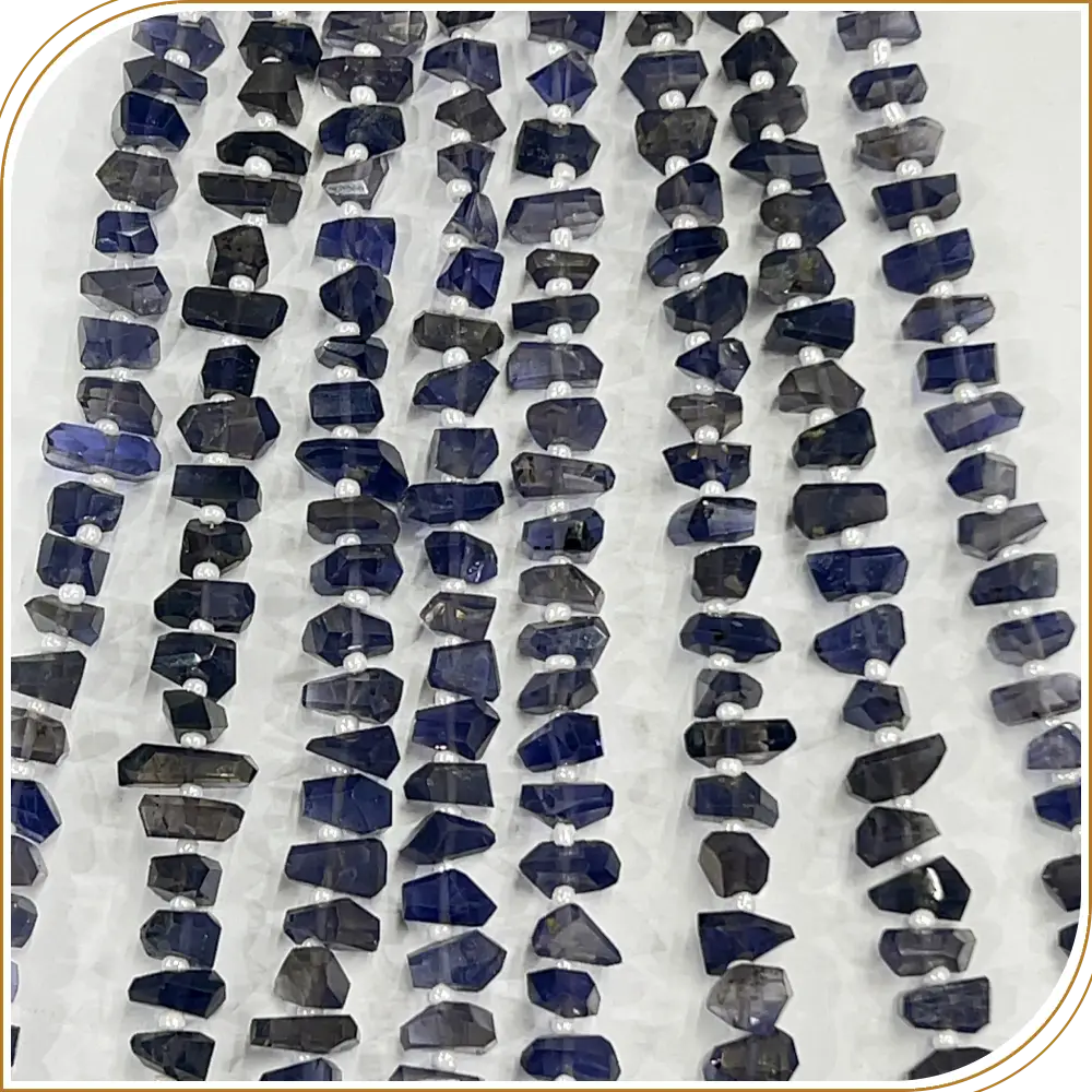 Exquisite High Quality Natural Blue Iolite Tiny Nuggets Loose Gemstone Beads Size 6-7mm Approx. 8 Inches Strand Deep, Enchanting Blue With a Touch of Sparkle, Perfect for Sophisticated Designs