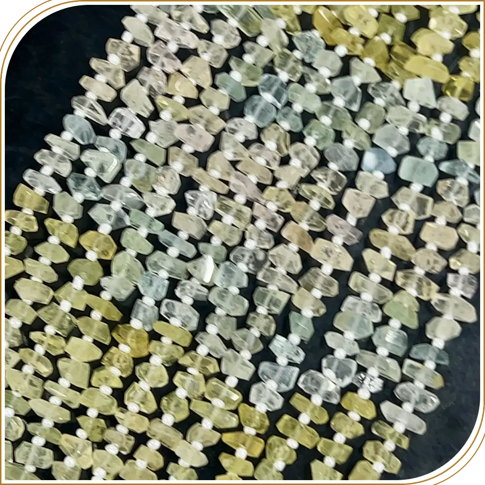 Elegant High Quality Natural Multi Aquamarine Tiny Nuggets Loose Gemstone Beads, Offering A Serene Oceanic Blue-Green Palette, Size 6-7mm Approx. 8 Inches Strand