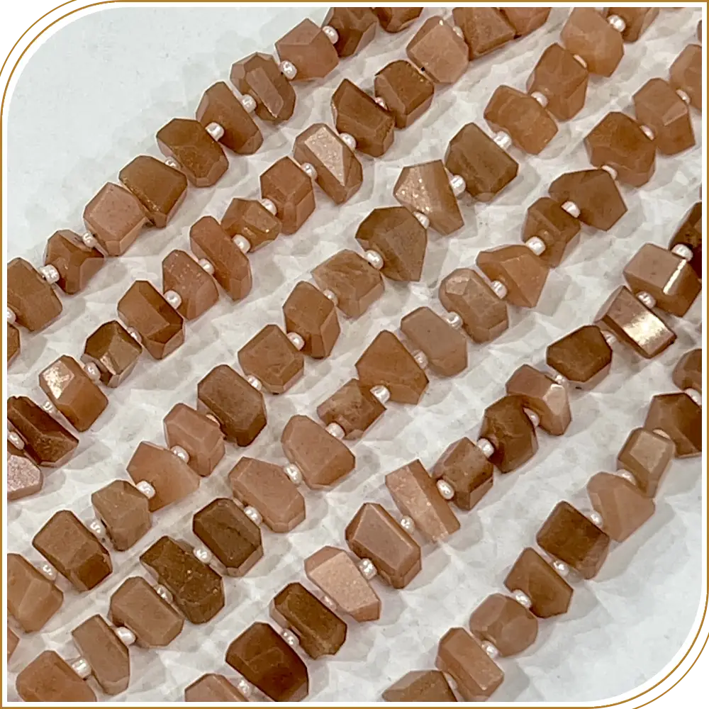 Gorgeous High Quality Natural Peach Moonstone Tiny Nuggets Loose Gemstone Beads, Exuding A Warm, Soft Glow, Size 6-7mm Approx. 8 Inches Strand