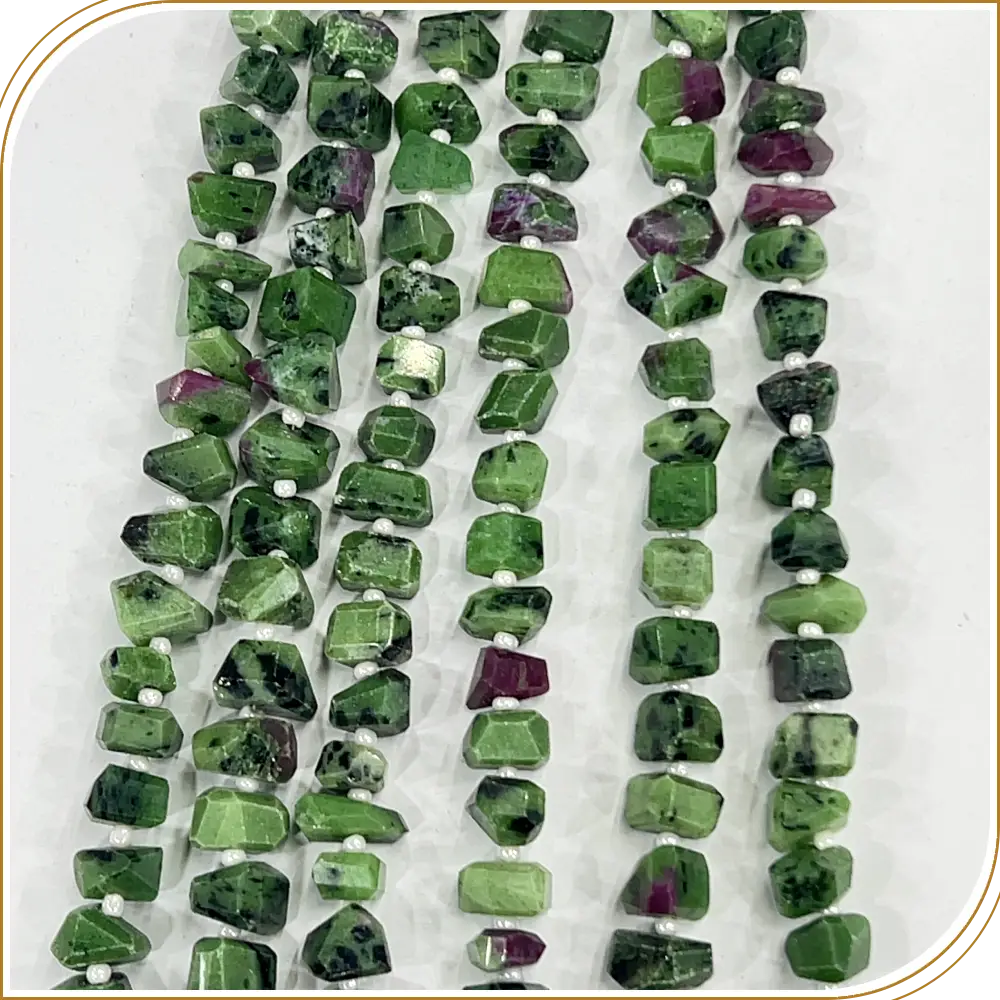 Unique High Quality Natural Ruby Zoisite Tiny Nuggets Loose Gemstone Beads, Blending Stunning Green And Red Hues, Size 6-7mm Approx. 8 Inches Strand