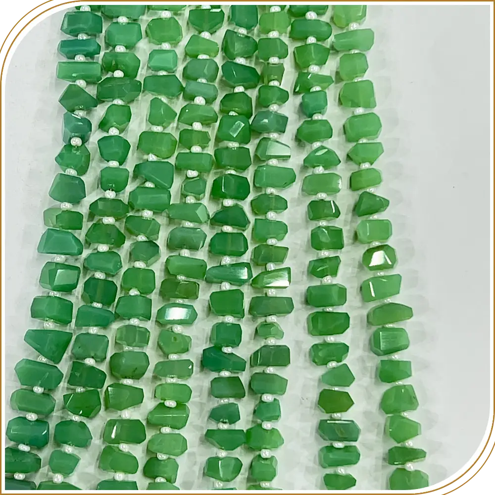Beautiful High Quality Natural Green Strawberry Quartz Tiny Nuggets Loose Gemstone Beads, Radiating A Refreshing And Soft Energy, Size 6-7mm Approx. 8 Inches Strand