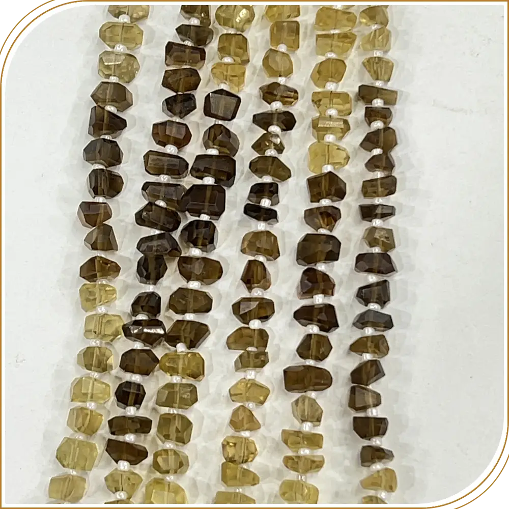 Warm High Quality Natural Shaded Beer Quartz Tiny Nuggets Loose Gemstone Beads, Featuring A Subtle Amber Glow, Size  6-7mm Approx. 8 Inches Strand