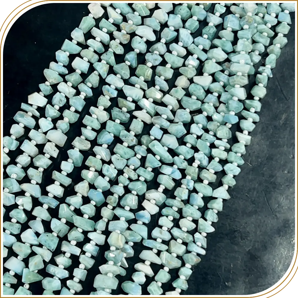 Gorgeous High Quality Natural Larimar Tiny Nuggets Loose Gemstone Beads, Capturing The Beauty Of The Caribbean Sea, Size 6-7mm Approx. 8 Inches Strand