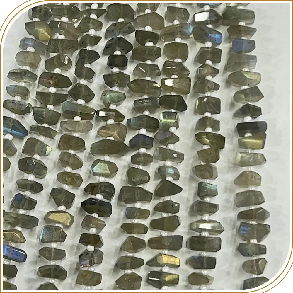 Beautiful High Quality Natural Blue Fire Labradorite Tiny Nuggets Loose Gemstone Beads, Glowing With Mystical Blue Highlights, Size - 6-7mm Approx. 8 Inches Strand