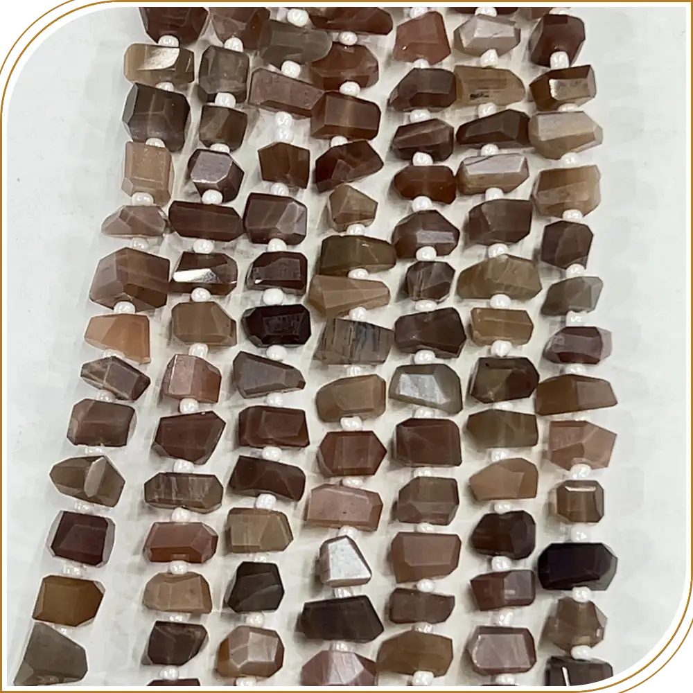 Elegant High Quality Natural Chocolate Moonstone Tiny Nuggets Loose Gemstone Beads, Exuding A Rich, Warm Shine, Size - 6-7mm Approx. 8 Inches Strand