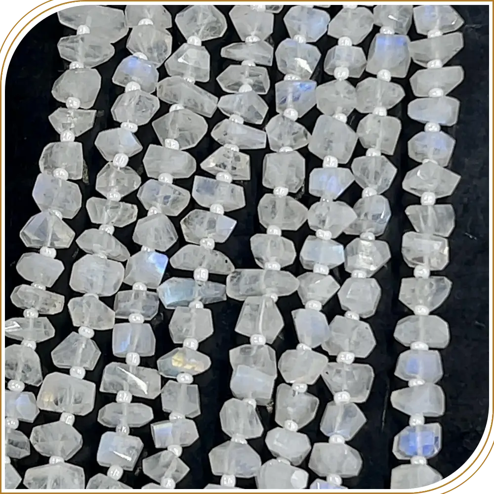 Stunning High Quality Natural Blue Fire Rainbow Moonstone Tiny Nuggets Beads, Shimmering With Beautiful Hues, Size - 6-7mm Approx. 8 Inches Strand