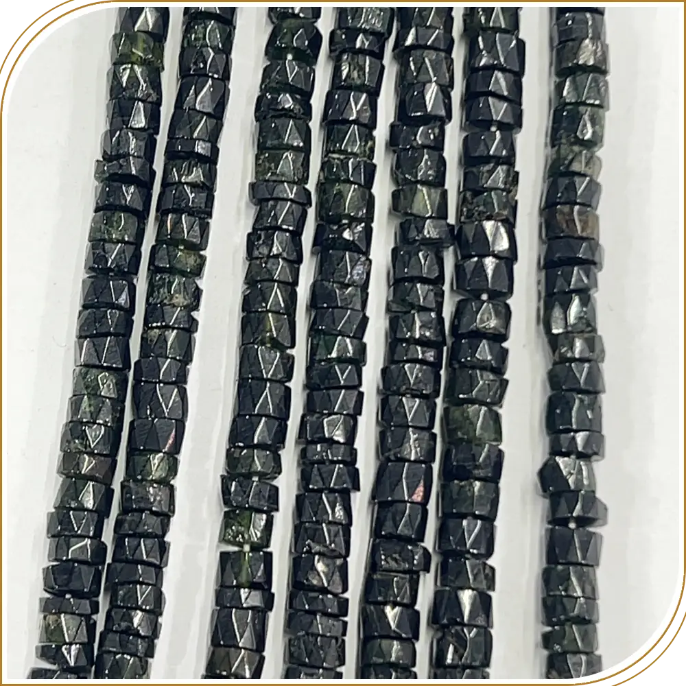 Bold and Natural Green Tourmaline Gemstone Faceted Heishi Tyre Shape Beads, Gorgeous Deep Green, Adds Elegance to Any Jewellery - Size 4-5mm, 14 Inches Strand