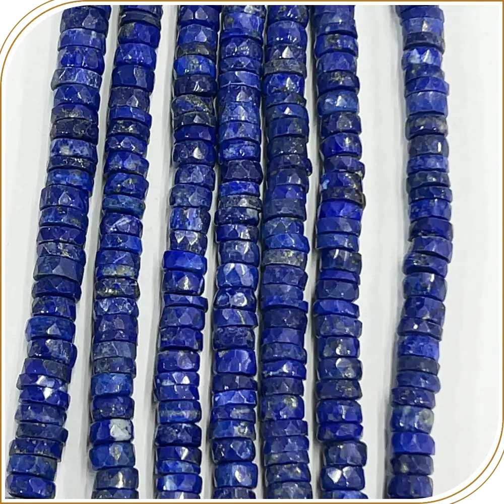 Timeless and Regal Natural Blue Lapis Lazuli Gemstone Faceted Heishi Tyre Shape Beads, Deep Blue Color, Perfect for Luxurious Creations - Size 7mm, 14 Inches Strand