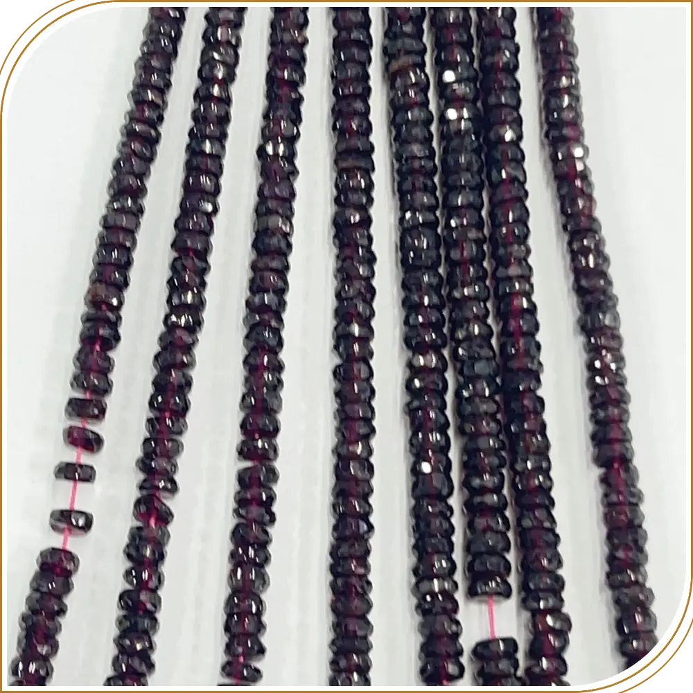 Rich and Bold Natural Red Garnet Gemstone Faceted  Rondelle Shape Beads, Deep Red Hue, Ideal for Statement Pieces - Size 7mm, 14 Inches Strand