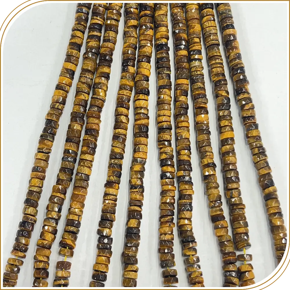 Stunning Natural Yellow Tiger Eye Gemstone Faceted Heishi Tyre Shape Beads, Rich Golden-Brown Hues, Great for Statement Pieces - Size 7mm, 14 Inches Strand