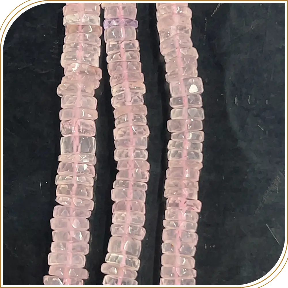 Captivating Pink Rose Quartz Gemstone Faceted Heishi Tyre Shape Beads, Gorgeous Sparkle, Adds Glamour to Your Creations - Size 7mm, 14 Inches Strand