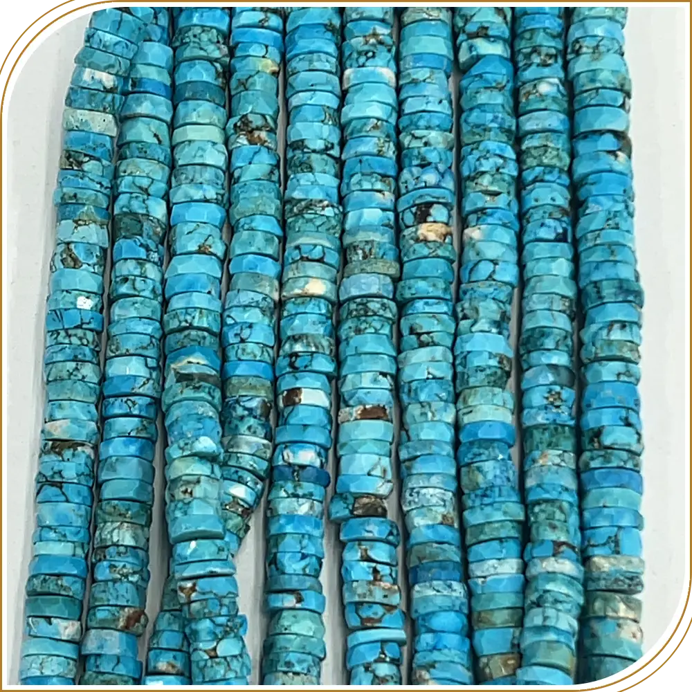 Sophisticated Natural Blue Marcasite Gemstone Faceted Heishi Tyre Shape Beads, Mysterious and Elegant, Perfect for Luxury Jewellery - Size 7mm, 14 Inches Strand