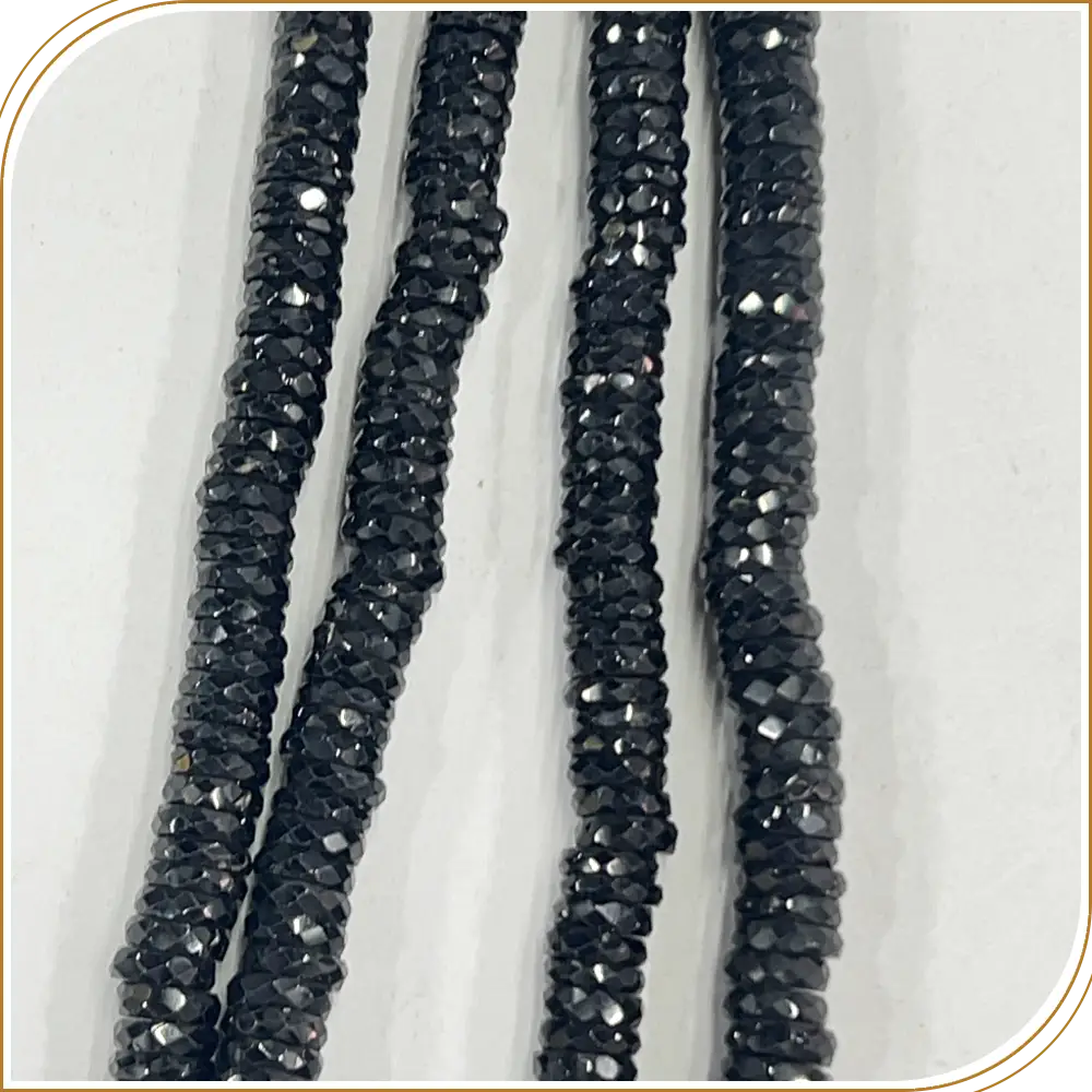 Bold Natural Black Spinel Gemstone Faceted Heishi Tyre Shape Beads, Lustrous and Shiny, Perfect for Glamorous Jewellery - Size 7mm, 14 Inches Strand