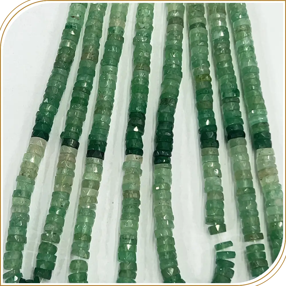 Exquisite Natural Shaded Green Strawberry Quartz Gemstone Faceted Heishi Tyre Shape Beads, Fresh and Vibrant, Beautiful for Necklaces and Bracelets - Size 7mm, 14 Inches Strand
