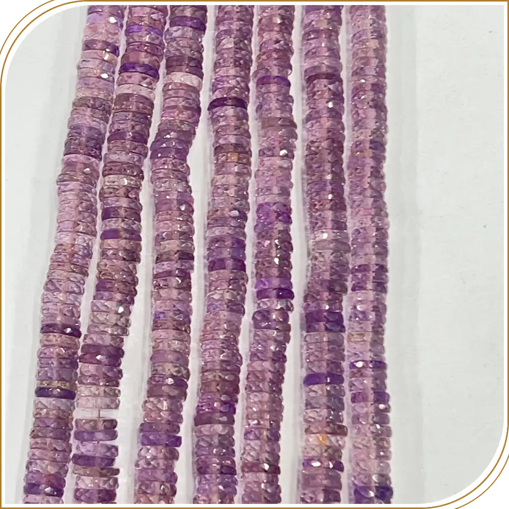 Gorgeous Natural Pink Amethyst Quartz Faceted Heishi Tyre Shape Beads, Sparkling Lavender Hues, Ideal for Custom Designs - Size 7mm, 14 Inches Strand