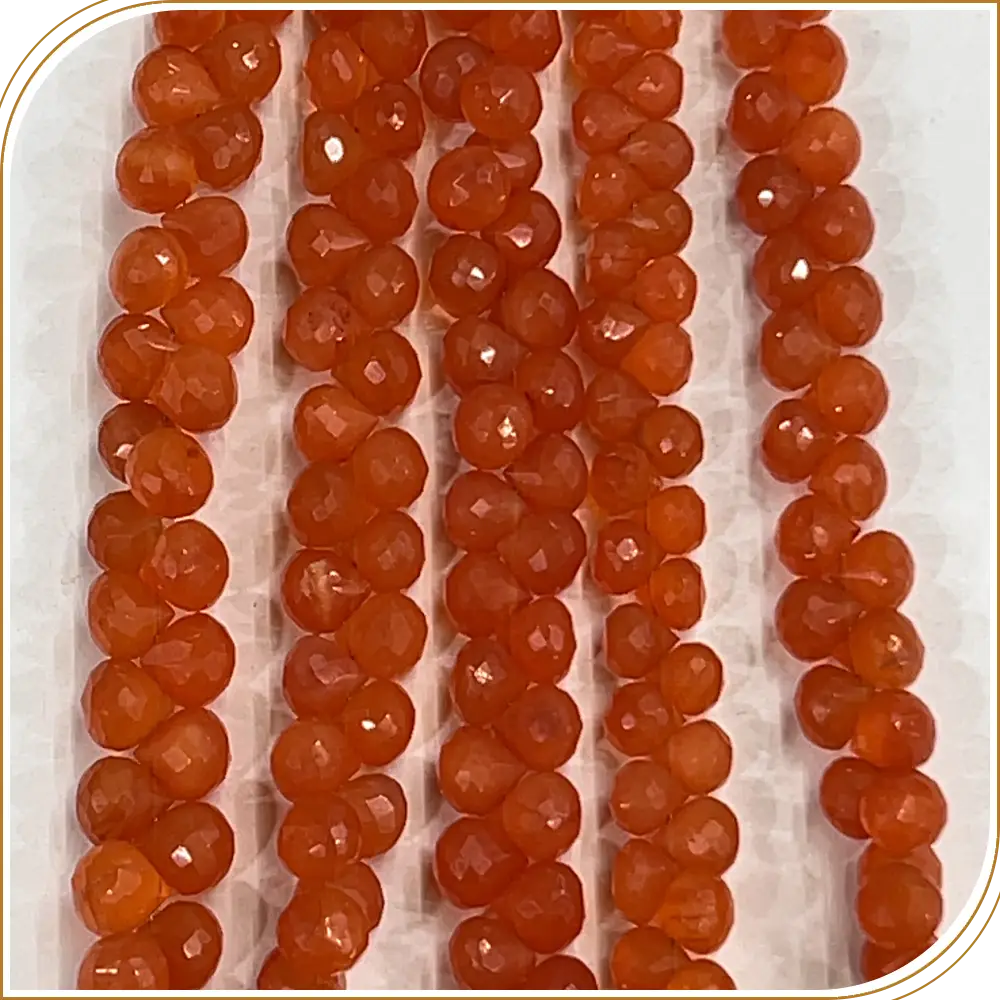 Fiery Natural Red Carnelian Gemstone Loose Faceted Onion Drops Shape Beads, Radiant 6 to 7mm, 8 Inches Strand - Ignite Your Jewellery Creations with Warmth