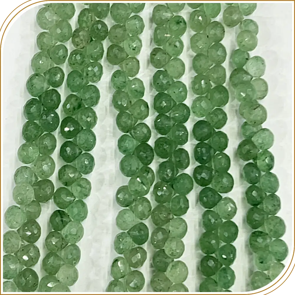 Fresh Natural Green Strawberry Quartz Gemstone Loose Faceted Onion Drops Shape Beads, Lovely 6 to 7mm, 8 Inches Strand - A Soft Touch for Your Jewellery Designs